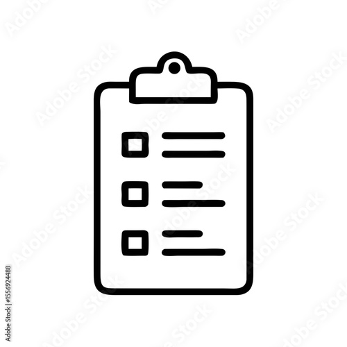 Minimal Outline Checklist Icon on Clipboard for Tasks or Planning