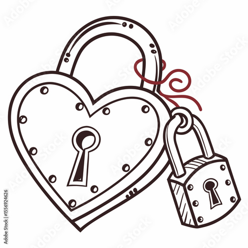 Two heart shaped locks connected by a ribbon heart lock padlock