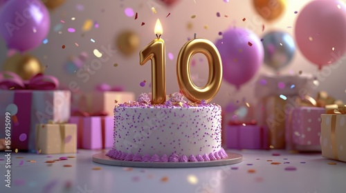Celebrating a Milestone Tenth Birthday with Cake, Gifts, and Festive Decorations