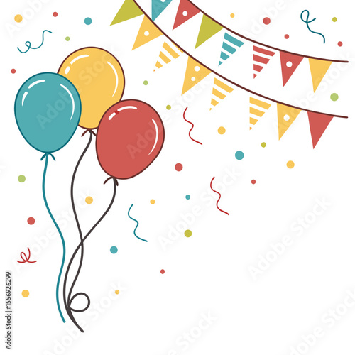 Festive celebration with balloons and bunting birthday party