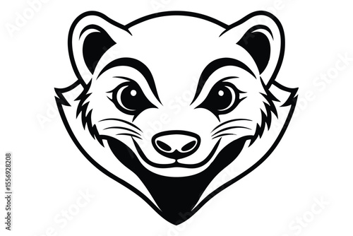 A stylized black and white wolverine face presents a fierce yet cute appearance