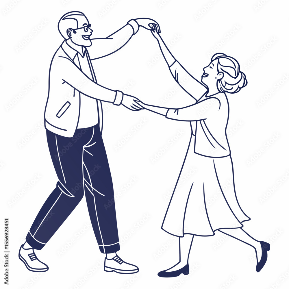 Obraz premium Elderly couple dancing joyfully together celebration romance