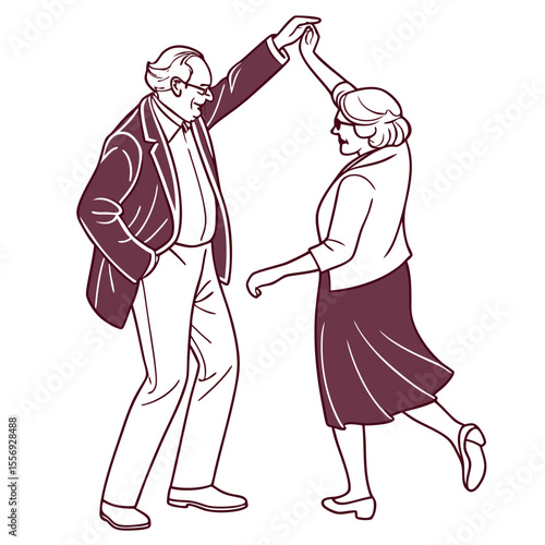 Elderly couple dancing joyfully together celebration romance