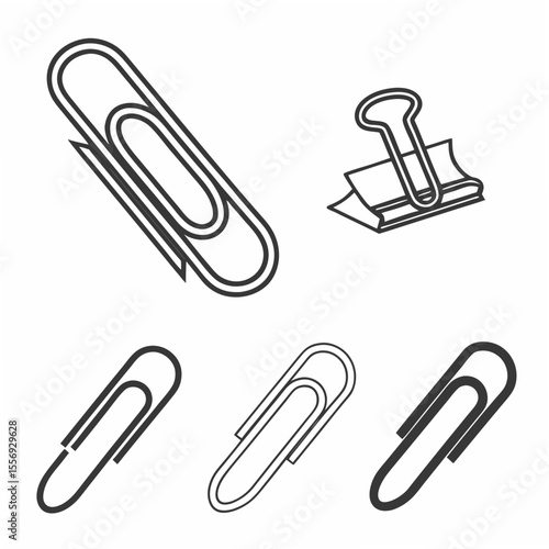 Paperclip and binder clip icons office supplies stationery