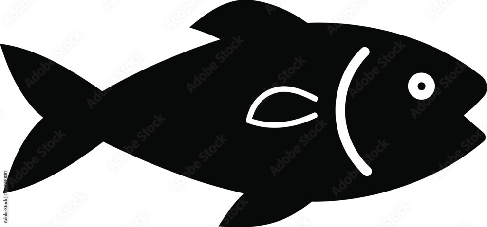 Fototapeta premium Simple black silhouette of a fish.