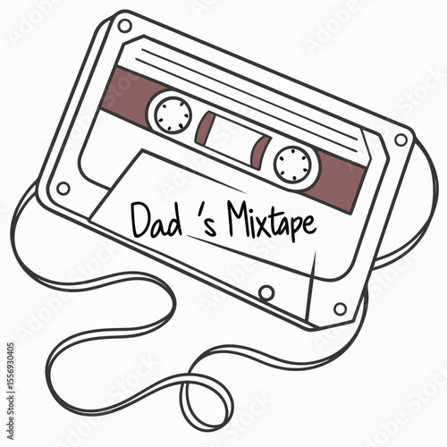 Retro cassette tape with dads mixtape vintage audio