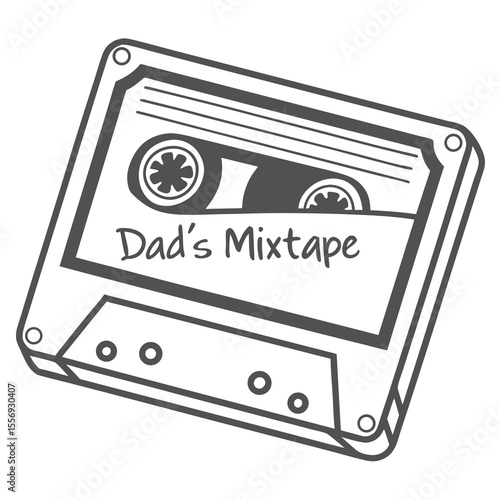 Retro cassette tape with dads mixtape audio music