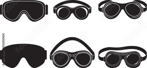 Goggles Eye Protection Silhouette on White Background vector illustration
