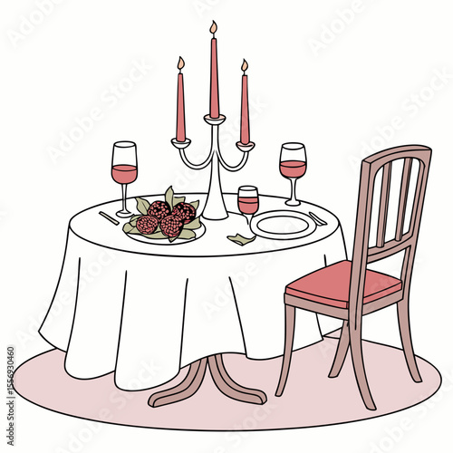 Romantic candlelit dinner table with wine and fruit romantic dinner table setting