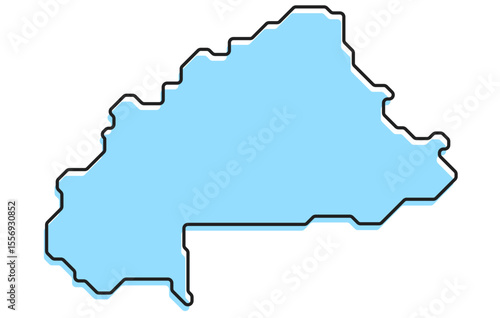 A simple stylized map of the country of Burkino Faso