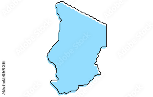 A simple stylized map of the country of Chad