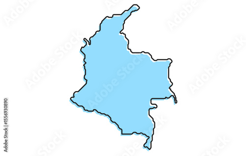 A simple stylized map of the country of Colombia