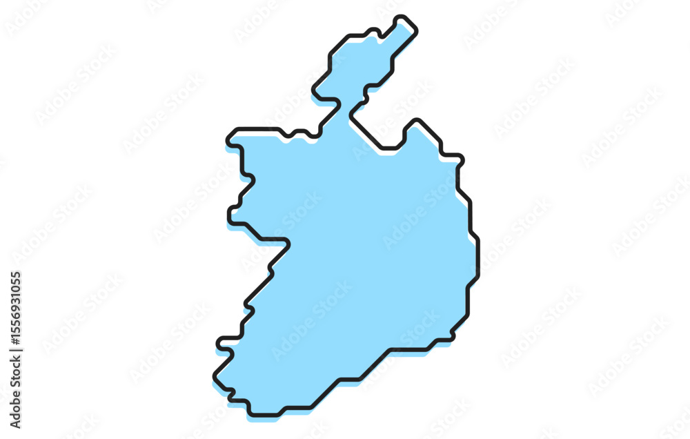 Obraz premium A simple stylized map of the country of Ireland
