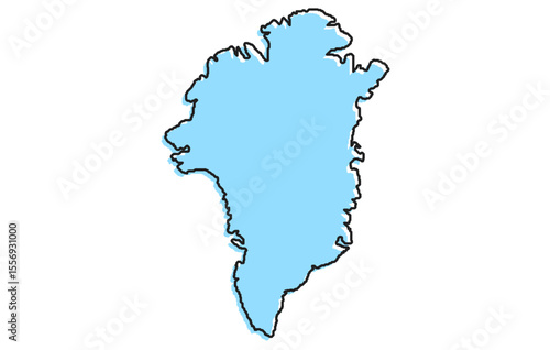 A simple stylized map of the country of Greenland