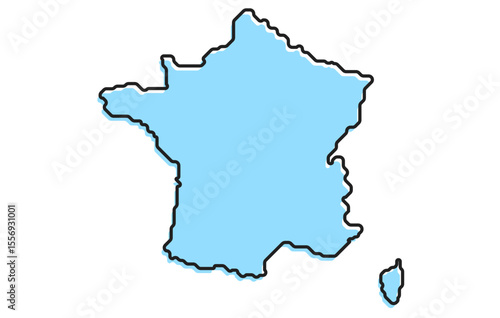 A simple stylized map of the country of France