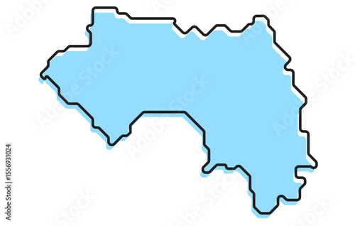 A simple stylized map of the country of Guinea