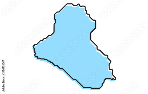 A simple stylized map of the country of Iraq