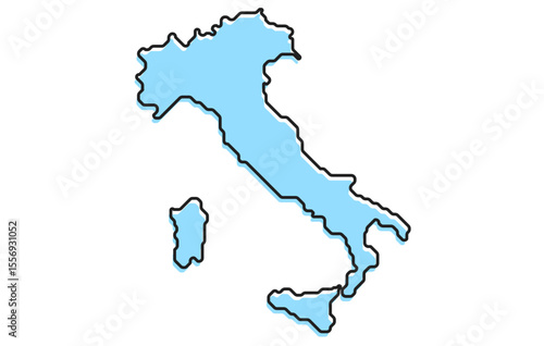 A simple stylized map of the country of Italy