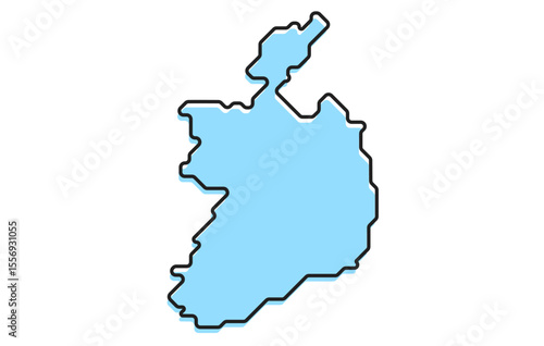 A simple stylized map of the country of Ireland