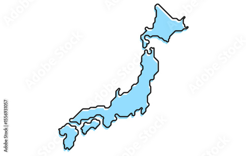 A simple stylized map of the country of Japan