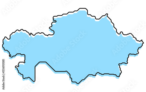 A simple stylized map of the country of Kazakhstan