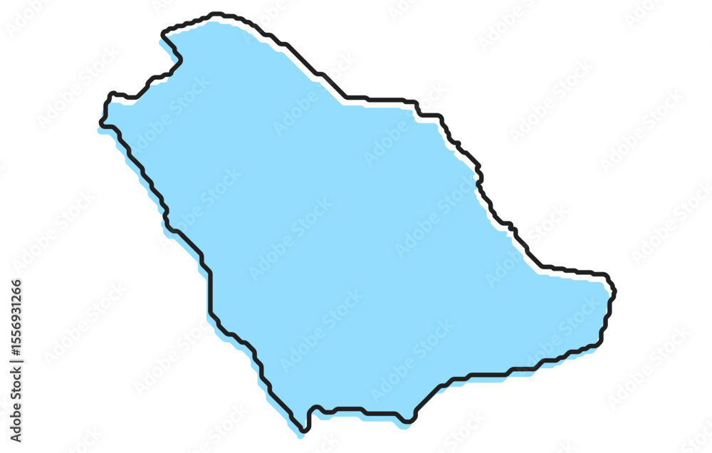 Obraz premium A simple stylized map of the country of Saudi Arabia