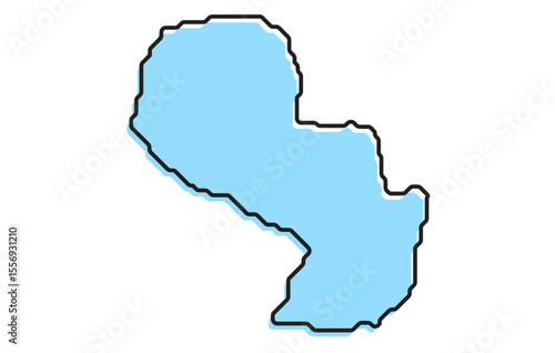 A simple stylized map of the country of Paraguay