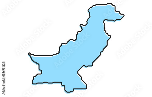 A simple stylized map of the country of Pakistan