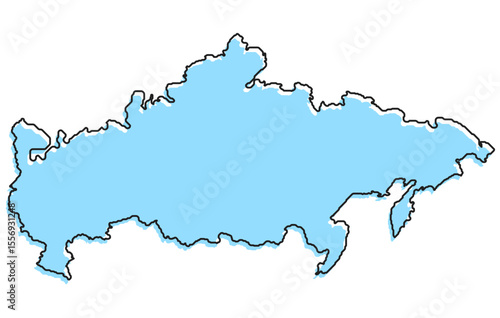 A simple stylized map of the country of Russia