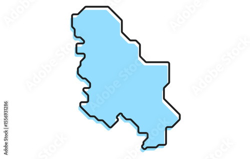 A simple stylized map of the country of Serbia