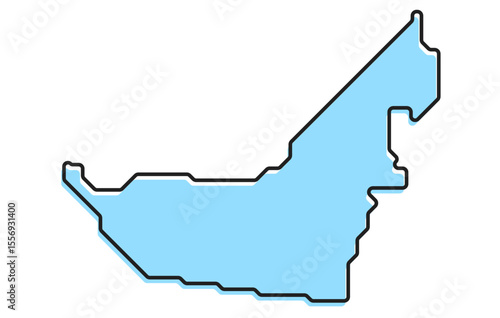 A simple stylized map of the country of United Arab Emirates