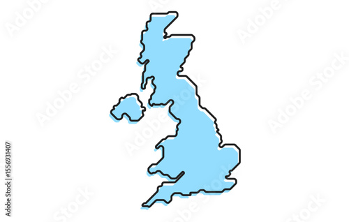 A simple stylized map of the country of United Kingdom