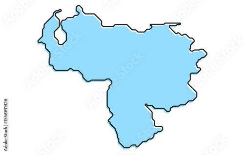 A simple stylized map of the country of Venezuela