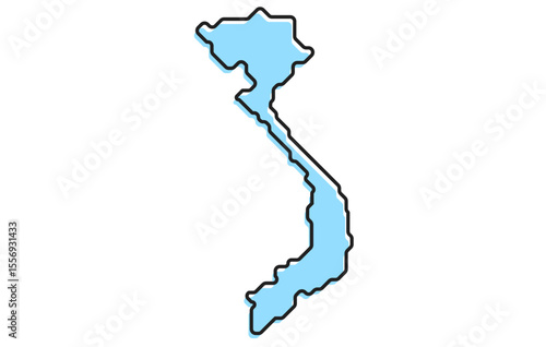 A simple stylized map of the country of Vietnam