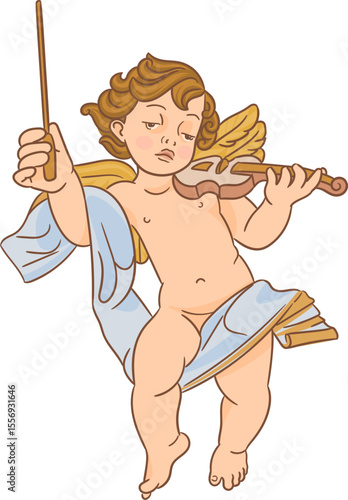 Cute angel playing music