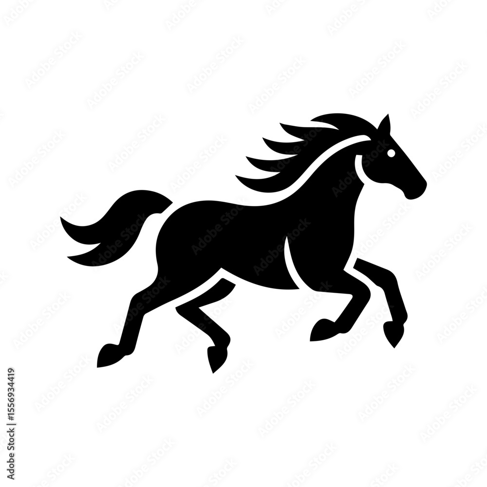 Obraz premium icon, horse jumping, isolated black silhouette on transparent background