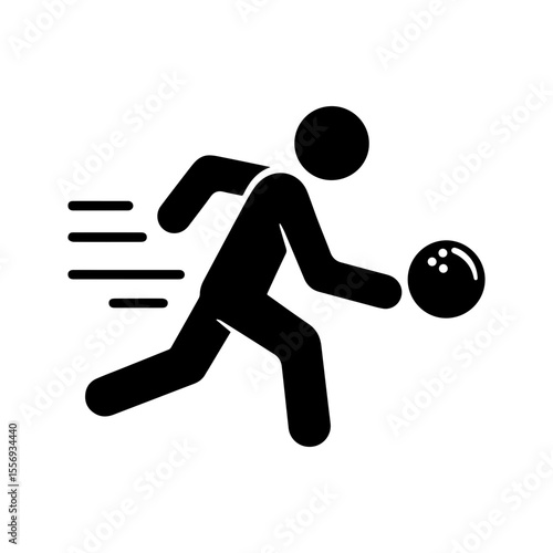 stickman throwing bowling ball, icon game, symbol sport, sticks figure human silhouette, isolated pictogram person