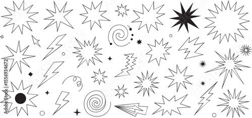 Dynamic Hand-Drawn Doodle Vector Elements for Comic Book Designs, Action Graphics, and Energetic Visuals - A Bold Set for Impactful Presentations