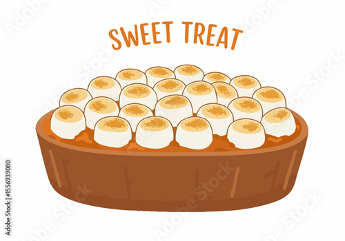 Sweet Potato Casserole with Toasted Marshmallows Illustration