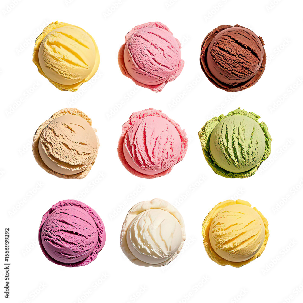 custom made wallpaper toronto digitalMinimalist Flat Lay Of Colorful Ice Cream Scoops, Generative AI