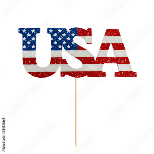 USA Patriotic Cake Topper: American Flag Glitter Decoration for 4th of July & Independence Day Celebrations