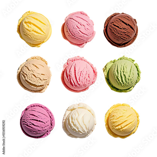 Wallpaper Mural Minimalist Flat Lay Of Colorful Ice Cream Scoops, Generative AI Torontodigital.ca