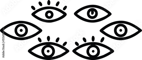Abstract eyes pattern silhouette isolated on transparent background