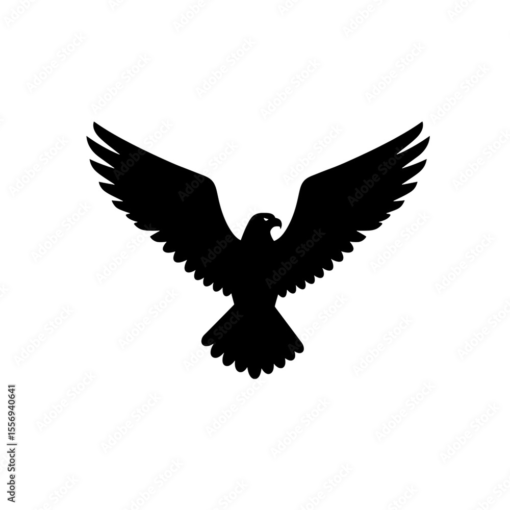 Obraz premium Elegant Hawk Silhouette: Bird of Prey in Flight, Minimalist Design, Vector Graphic