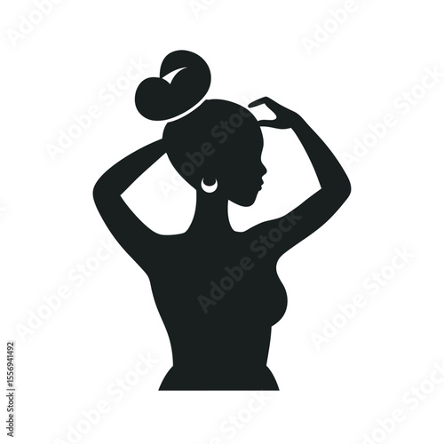 Lady Making Hair Bun Style