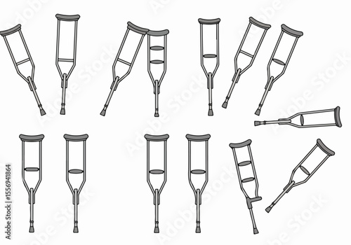 Pattern of medical crutches illustration on white background