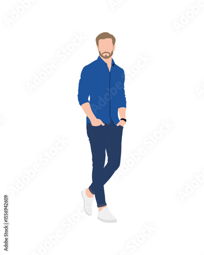 Flat vector people and illustration, man with casual outfit