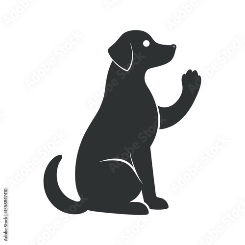 Dog Sitting With Paw Raised