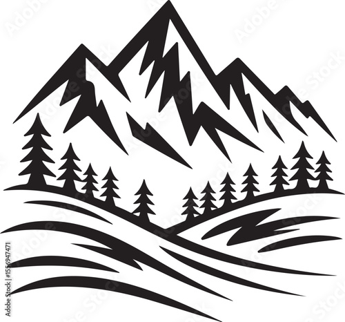 “Minimalist Mountain Range Clipart”