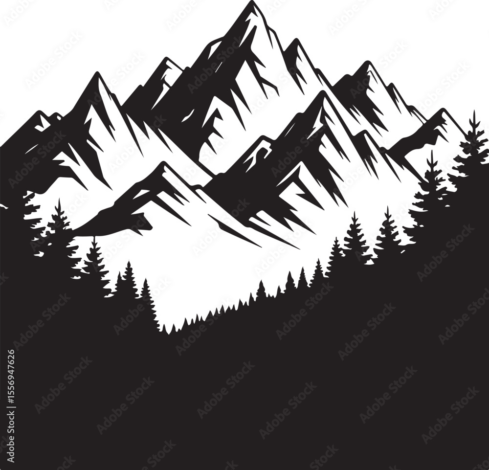 Fototapeta premium “Minimalist Mountain Range Clipart”